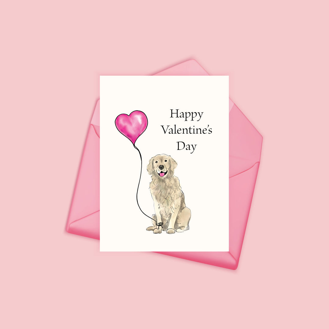 Golden Retriever Valentine's Day Card
