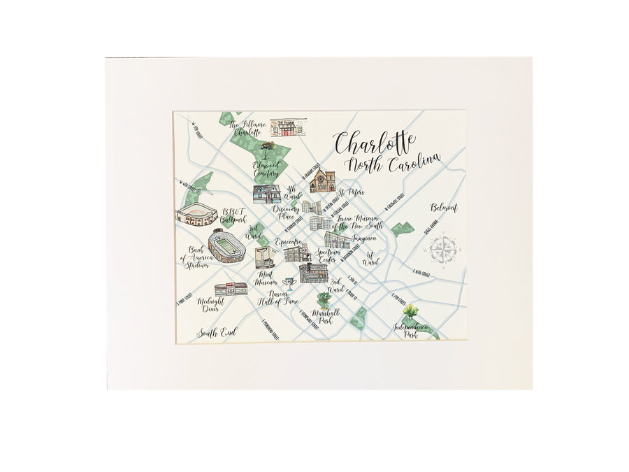 charlotte map wall art watercolor map of charlotte nc