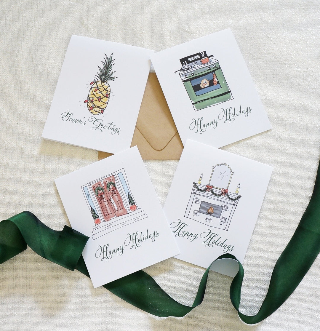 Watercolor Pineapple Holiday Card (personalize it!)