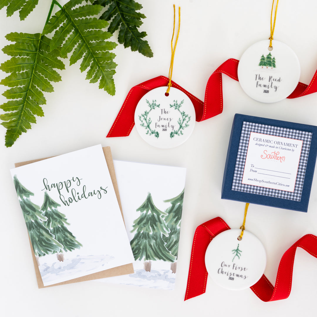 Watercolor Trees Christmas Card