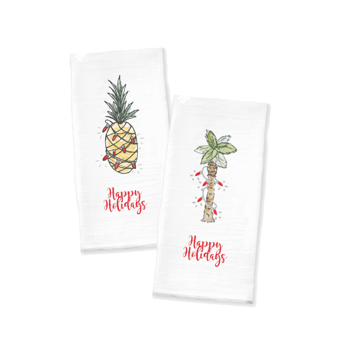 Holiday Palm Tree & Pineapple Tea Towel
