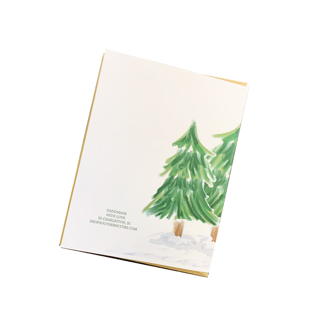 Watercolor Trees Christmas Card