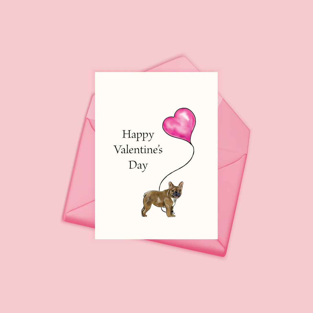 Brown French Bulldog Valentine's Day Card