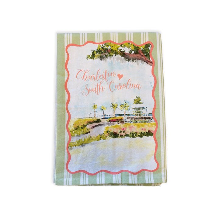 Charleston Pineapple Fountain Tea Towel
