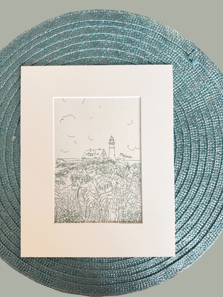 Portland Head Light Letterpress Print