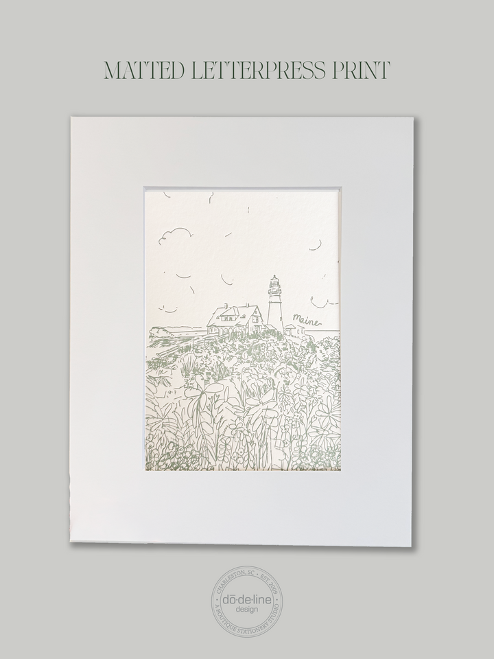 Portland Head Light Letterpress Print