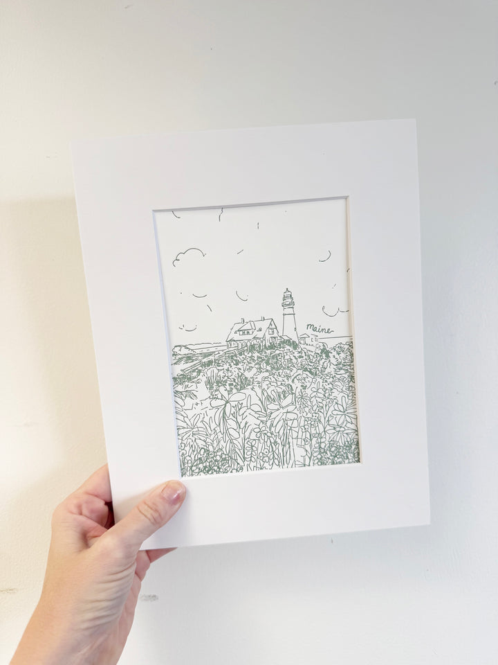 Portland Head Light Letterpress Print
