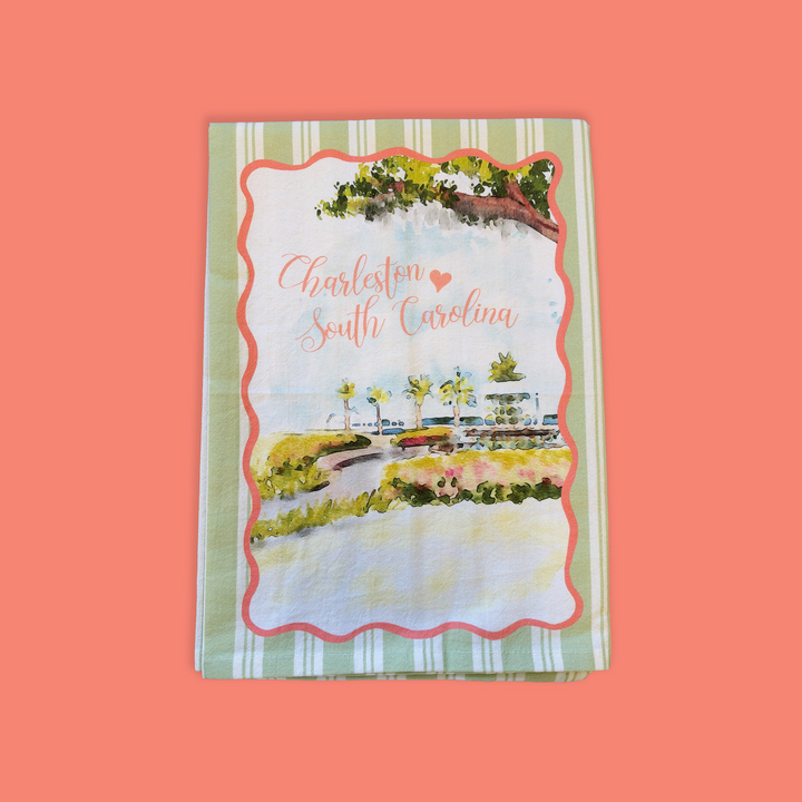 Charleston Pineapple Fountain Tea Towel