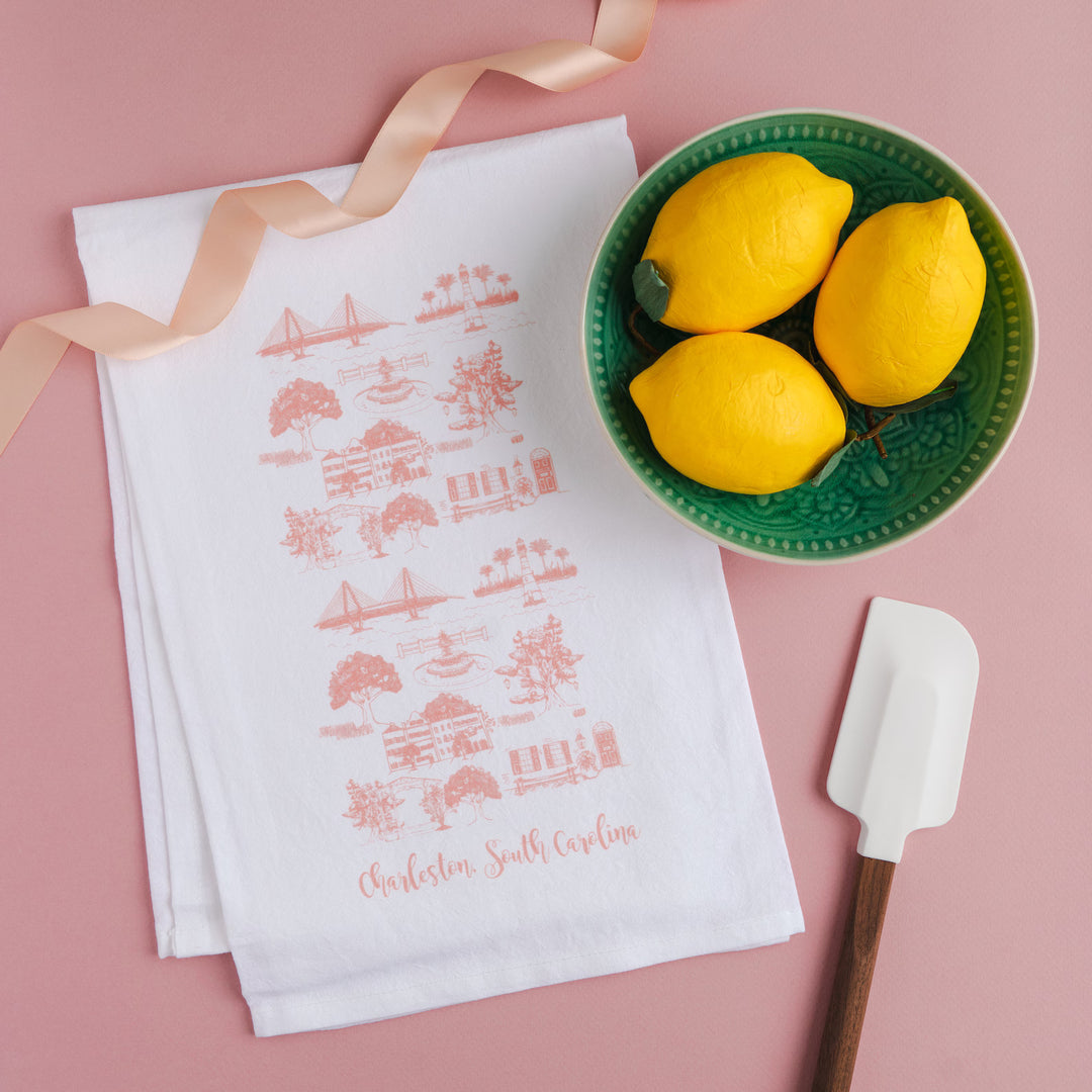 Pink Charleston Tea Towel