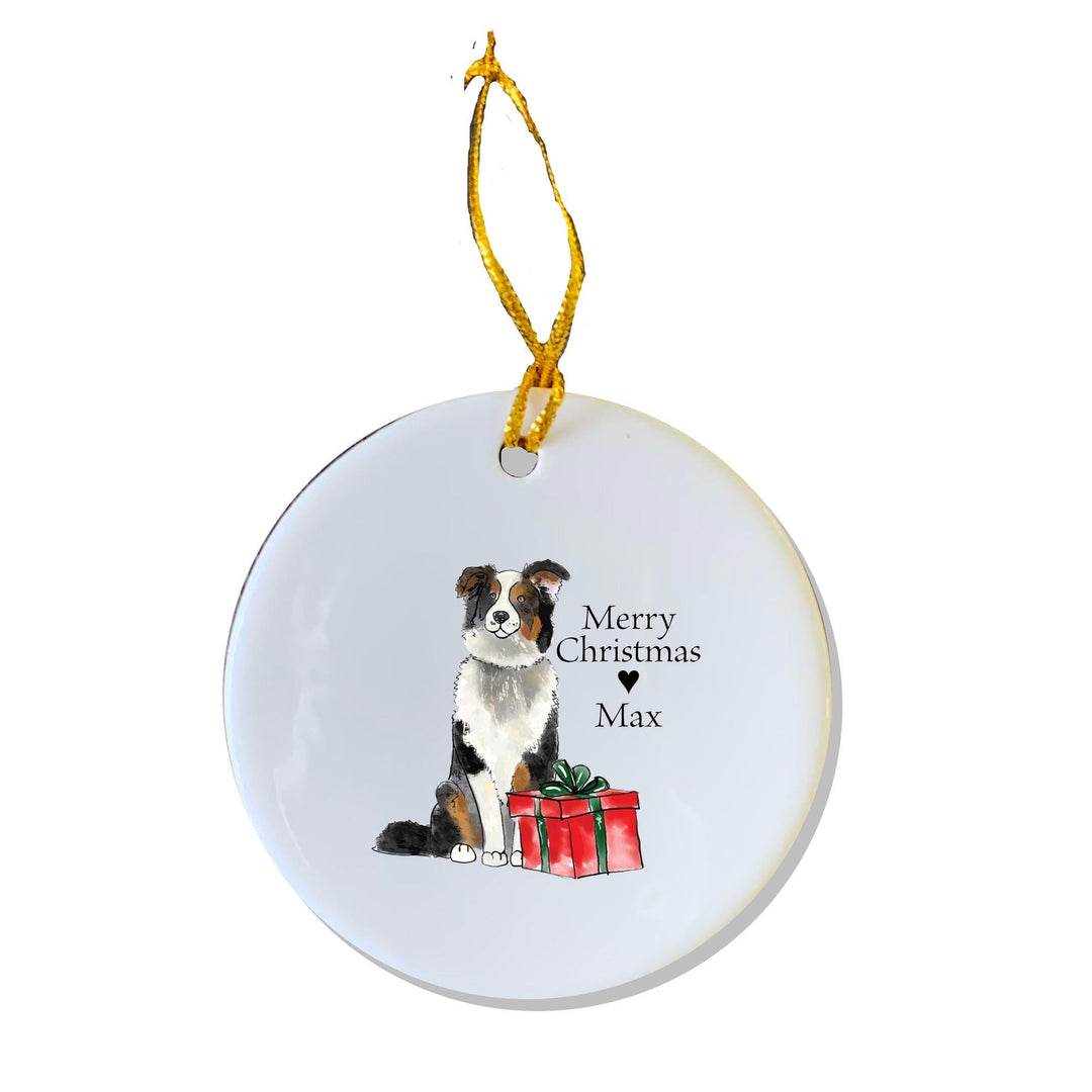 Australian Shepherd Ornament, Personalized Ornament, Pet Gift, Dog Gift, Custom Gift, Black and White Dog, Shepherds, Dog Person, Friend