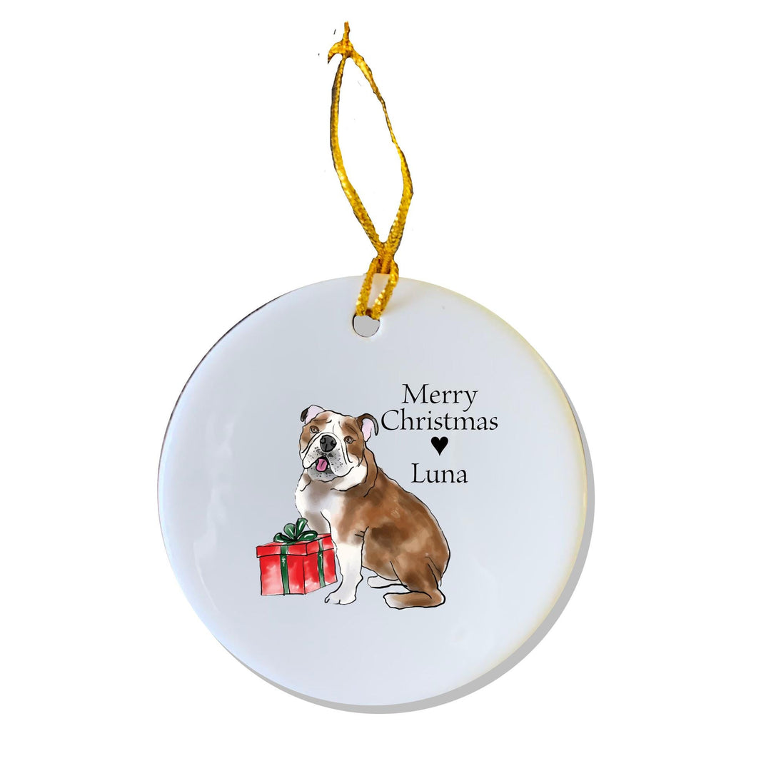 English Bulldog Ornament, Personalized Ornament, Pet Gift, Dog Gift, Custom Gift, Bulldogs, Brindle Bulldog, Dog Person, Friend