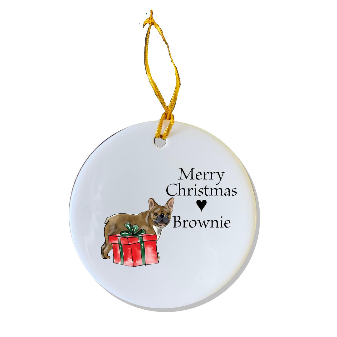 Brown French Bulldog Ornament, Personalized Ornament, Pet Gift, Dog Gift, Custom Gift, Frenchie, Bulldogs, Dog Person, Friend