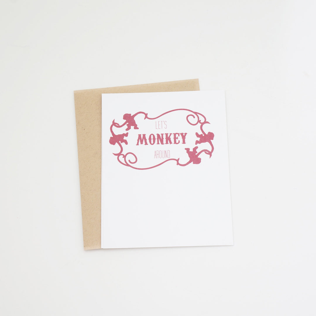Let's Monkey Around Romantic Valentine's Day Card - shop greeting cards, handmade stationery, & wedding invitations by dodeline design