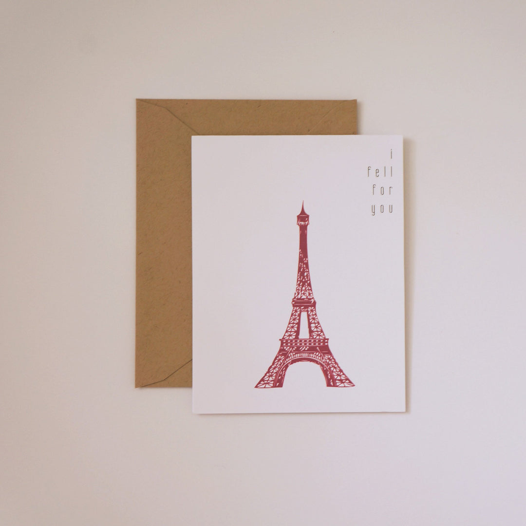 I Fell For You Valentine's Day Card French Inspired Paris - shop greeting cards, handmade stationery, & wedding invitations by dodeline design - 1
