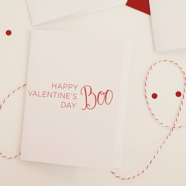 Happy Valentines Boo, Sweet Valentine's Day Card - shop greeting cards, handmade stationery, & wedding invitations by dodeline design - 1
