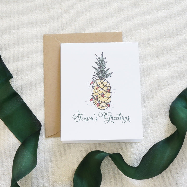 Watercolor Pineapple Holiday Card (personalize it!)
