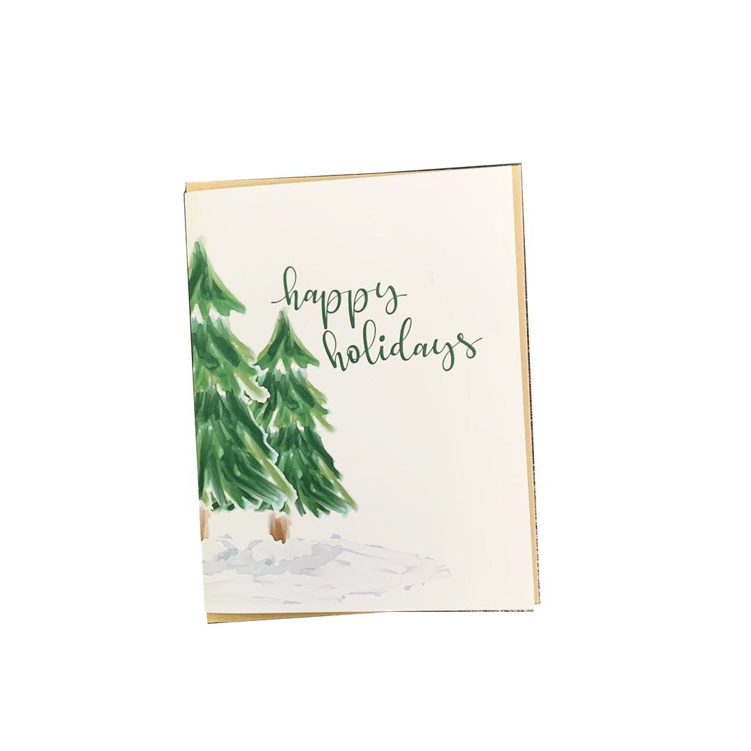 Watercolor Trees Christmas Card