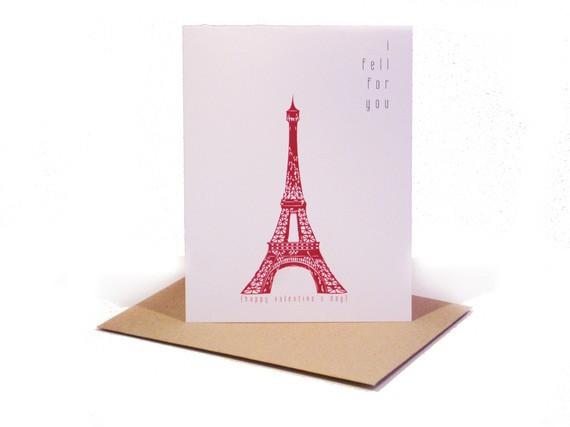 I Fell For You Valentine's Day Card French Inspired Paris - shop greeting cards, handmade stationery, & wedding invitations by dodeline design - 2