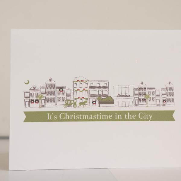 Christmas Time in the City Charleston Christmas Card Stationery Set - shop greeting cards, handmade stationery, & wedding invitations by dodeline design