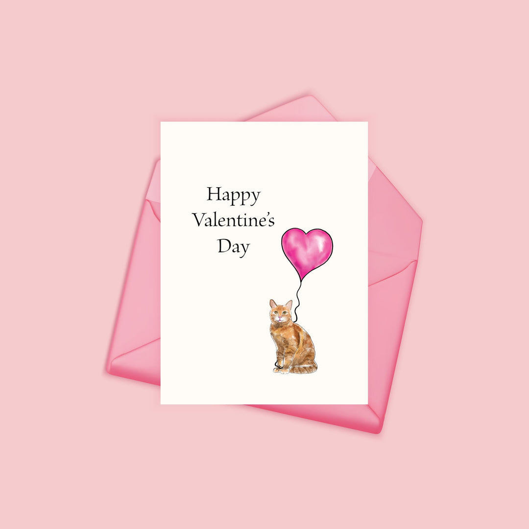 Orange Tabby Cat Valentine's Day Card