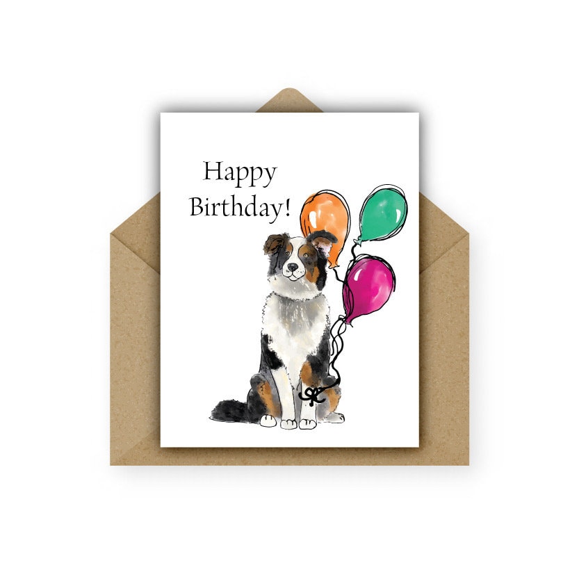 Australian Shepherd Birthday Card