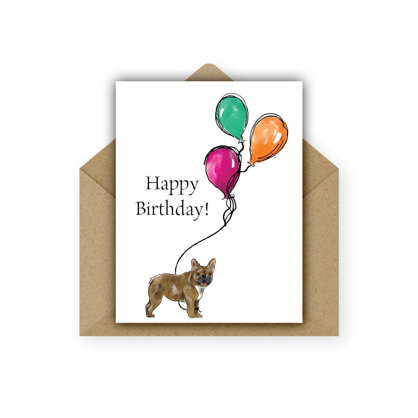 Brown Frenchie Birthday Card