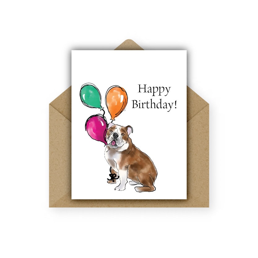 Brindle Bulldog Birthday Card